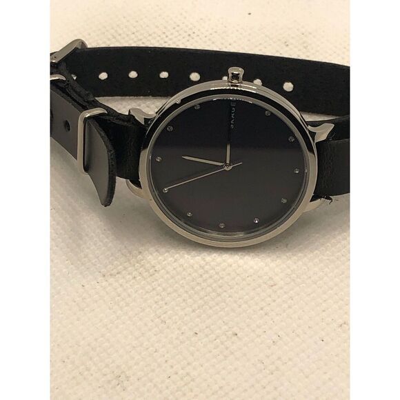 Skagen SKW2582 Women's Black Leather Analog Blue Dial Quartz Genuine Watch KS285 - Picture 5 of 9